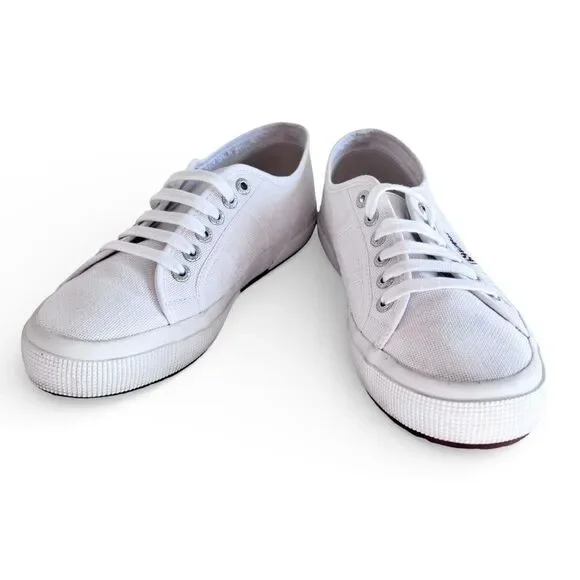Superga Cotu Classic White Sneakers Women’s Size 8 Low Top Canvas Lace Up Shoes - Picture 4 of 11